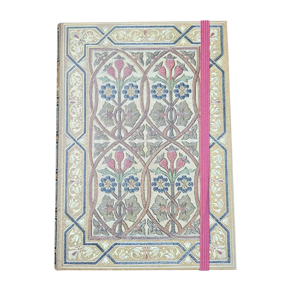 Floral Patterned Journal with Red Elastic